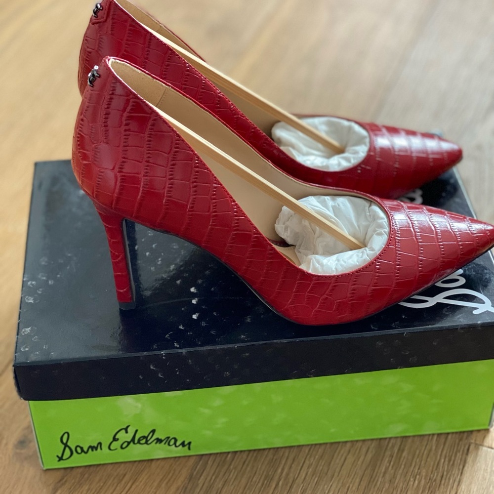 Sam Edelman Hazel High Heel Red Croc Sz 7.5